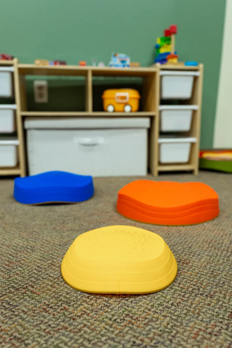 Stepping stones for gross motor play in a classroom
