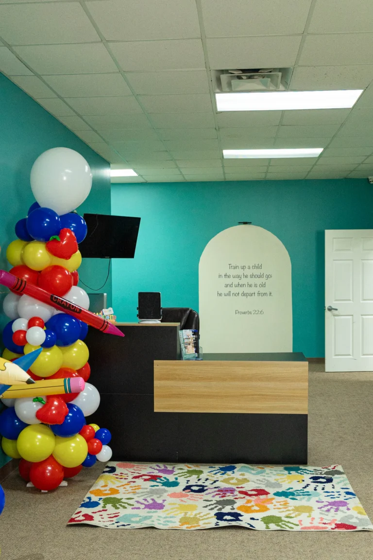Front lobby and welcome desk at The Way PDO and Preschool in Denham Springs